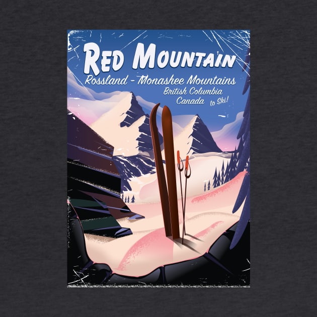 Red Mountain onashee Mountains British Columbia, Canada ski poster by nickemporium1